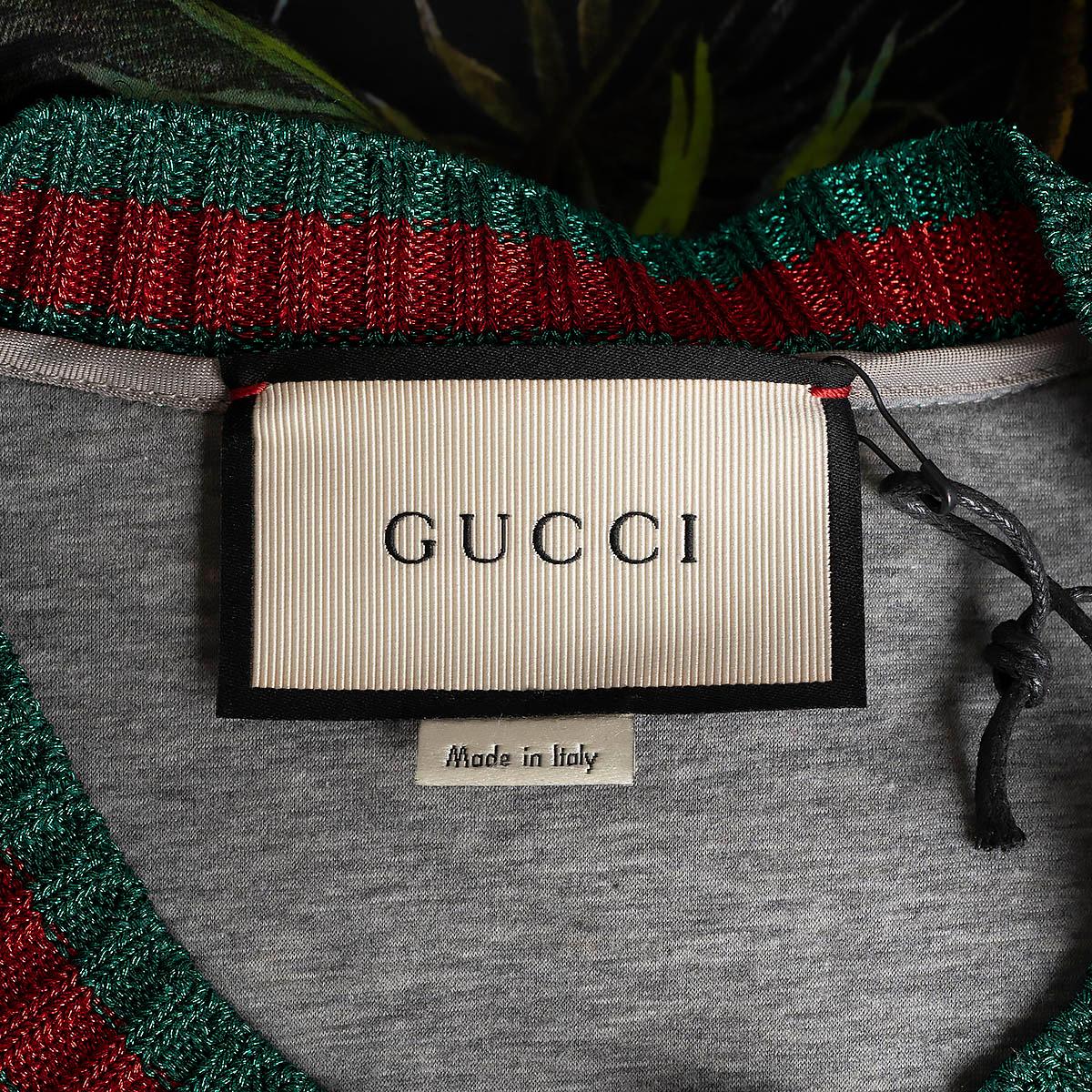 GUCCI black cotton 2016 JUNGLE PRINT WEB TRIM KNIT Dress S 2