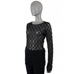 GUCCI Schwarzes Baumwollhemd 2020 GG EMBROIDERED MESH Top Shirt M
