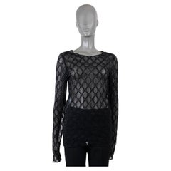 GUCCI black cotton 2020 GG EMBROIDERED MESH Top Shirt M