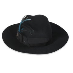 Gucci Black Cotton Blend GG Feather Trilby Hat L