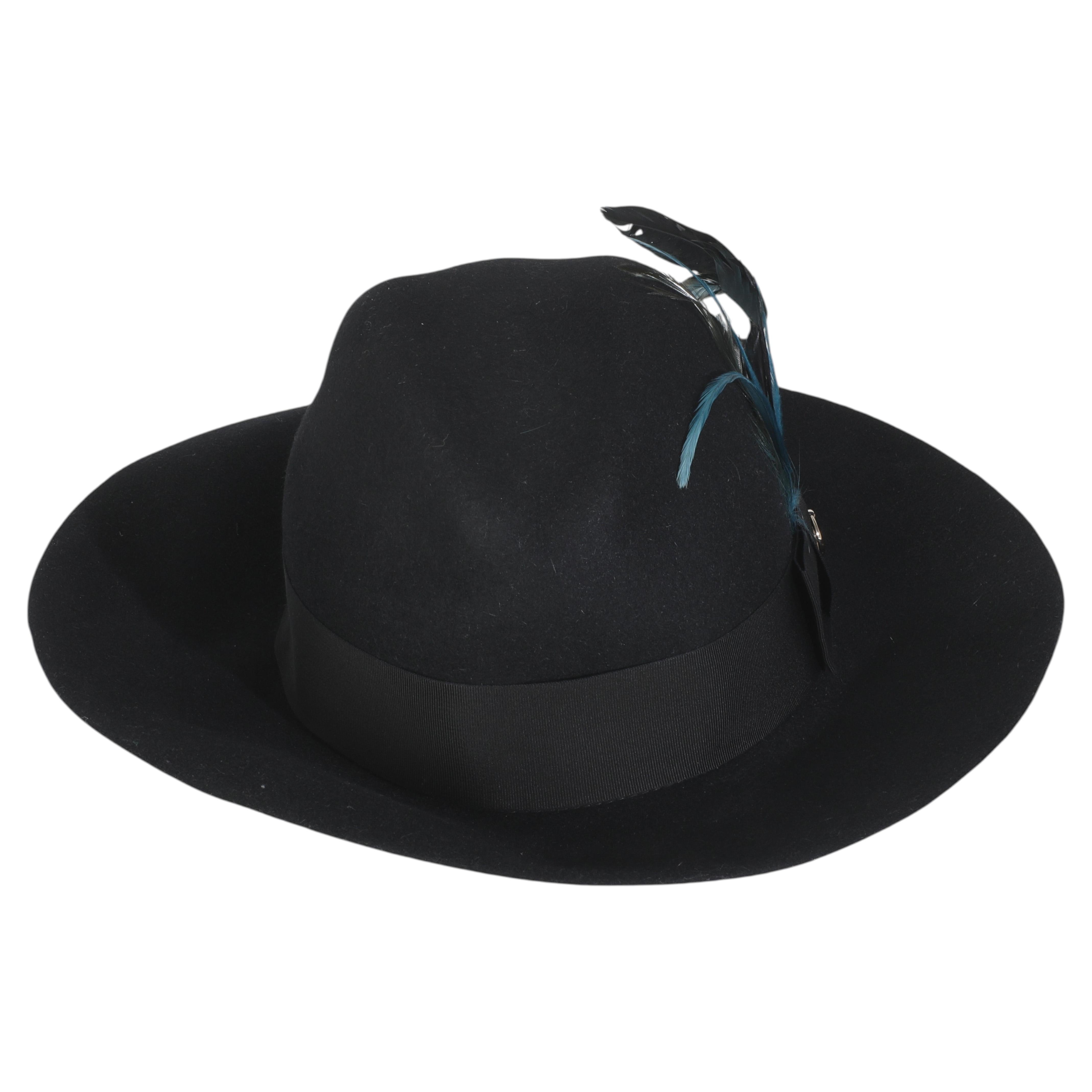 Gucci Cappello Trilby in piuma GG in misto cotone nero L. in vendita