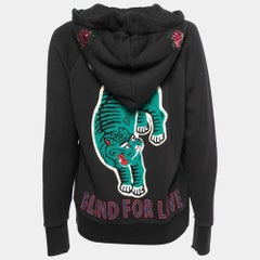 Gucci Black Cotton Blind For Love Embroidered Hoodie XS