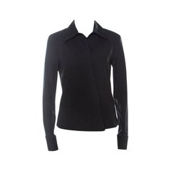 Gucci Black Cotton Cross-Over Front Gold Cuff-Link Detail Shirt M