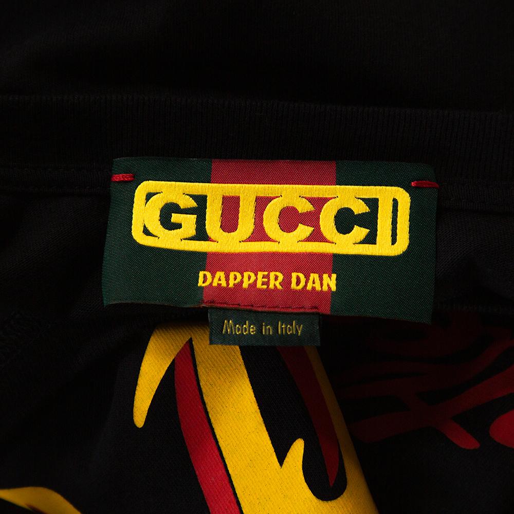 Gucci Black Cotton Dapper Dan Oversized Crew Neck T Shirt M In Good Condition In Dubai, Al Qouz 2