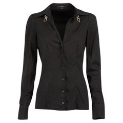 Gucci Black Cotton Fitted Clasp Accent Shirt Size M