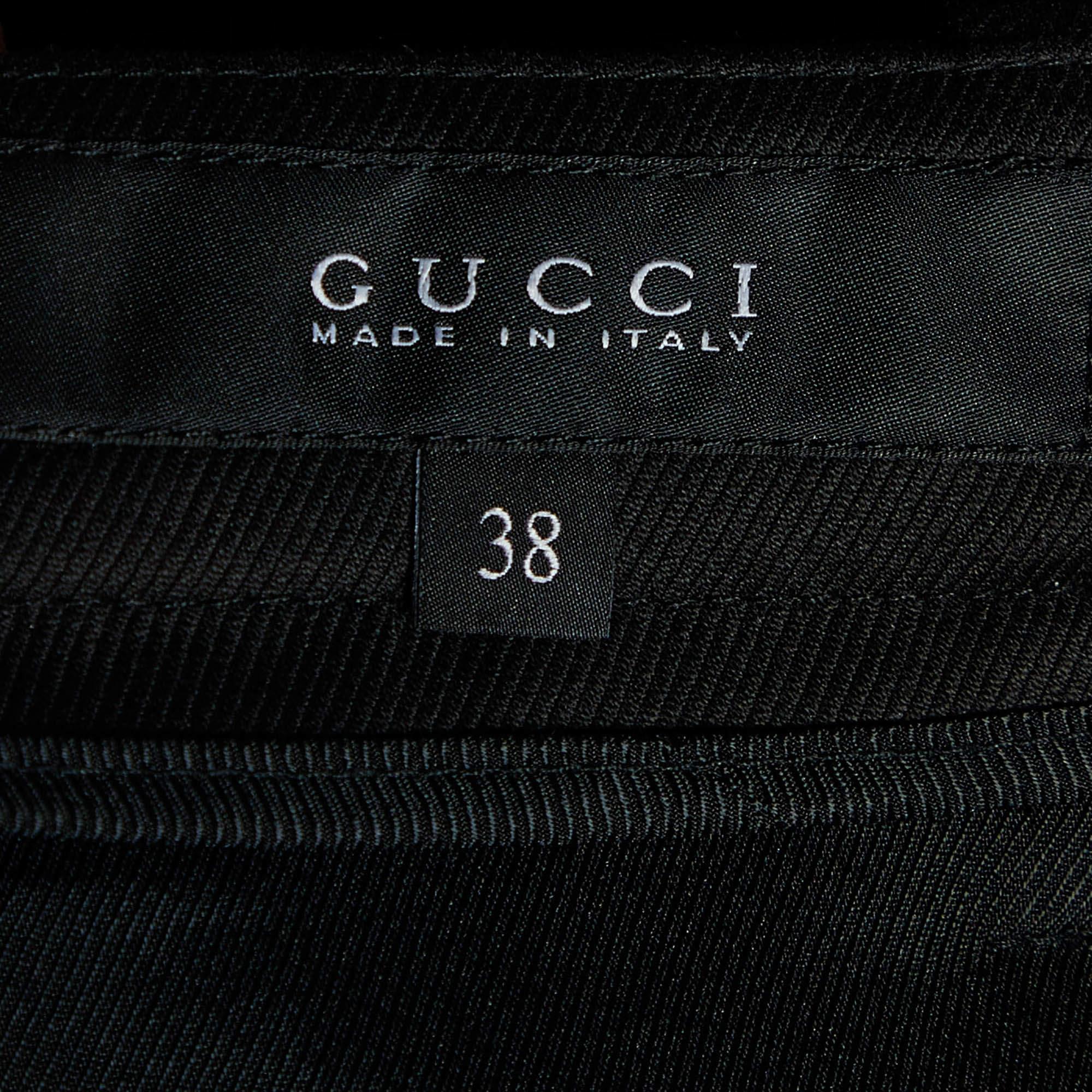 Gucci Black Cotton Flared Trousers S In Excellent Condition For Sale In Dubai, Al Qouz 2