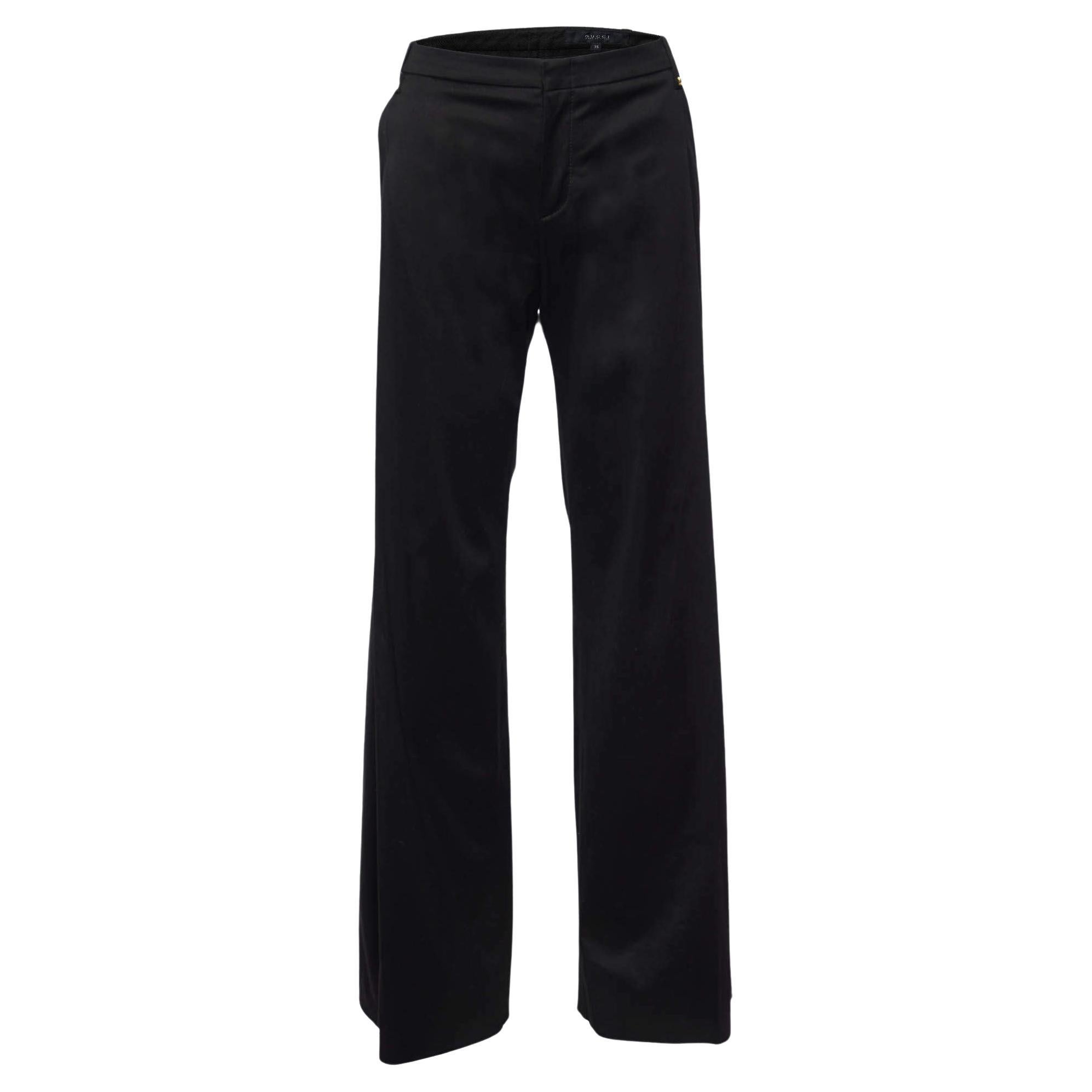 Gucci Black Cotton Flared Trousers S