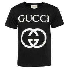 Gucci Black Cotton Gucci GG Printed Crew Neck Short Sleeve T-Shirt XS