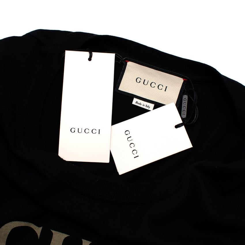 Gucci Black Cotton Jersey Fake Logo T-Shirt For Sale 1