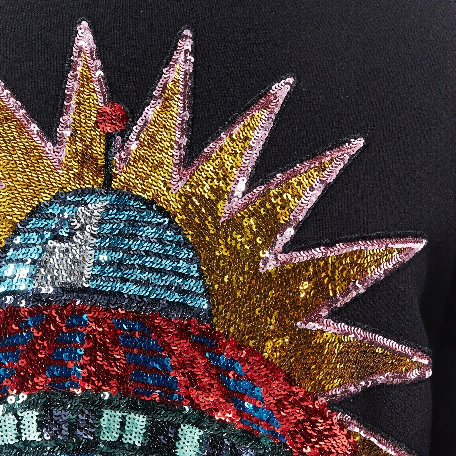 GUCCI black cotton jersey pullover sweater jumper sequin UFO Hollywood IT36 2