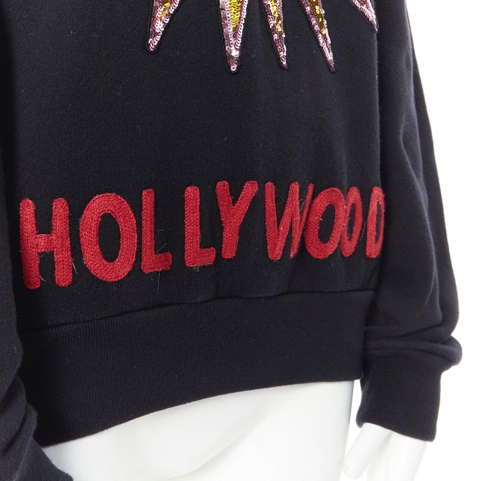 GUCCI black cotton jersey pullover sweater jumper sequin UFO Hollywood IT36 1