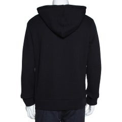 Gucci Black Cotton Jersey Web Detail Hooded Sweatshirt L
