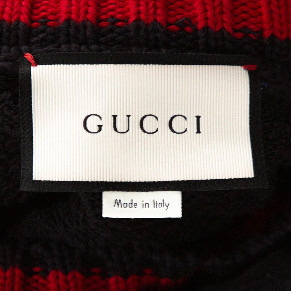 Gucci Black Cotton Jersey Web Detail Hooded Sweatshirt L 2