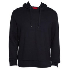 Gucci Black Cotton Jersey Web Detail Hooded Sweatshirt L