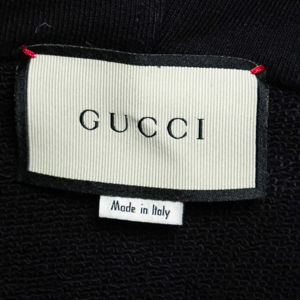 Gucci Black Cotton Knit Blind for Love Tiger Patch Hoodie L 1