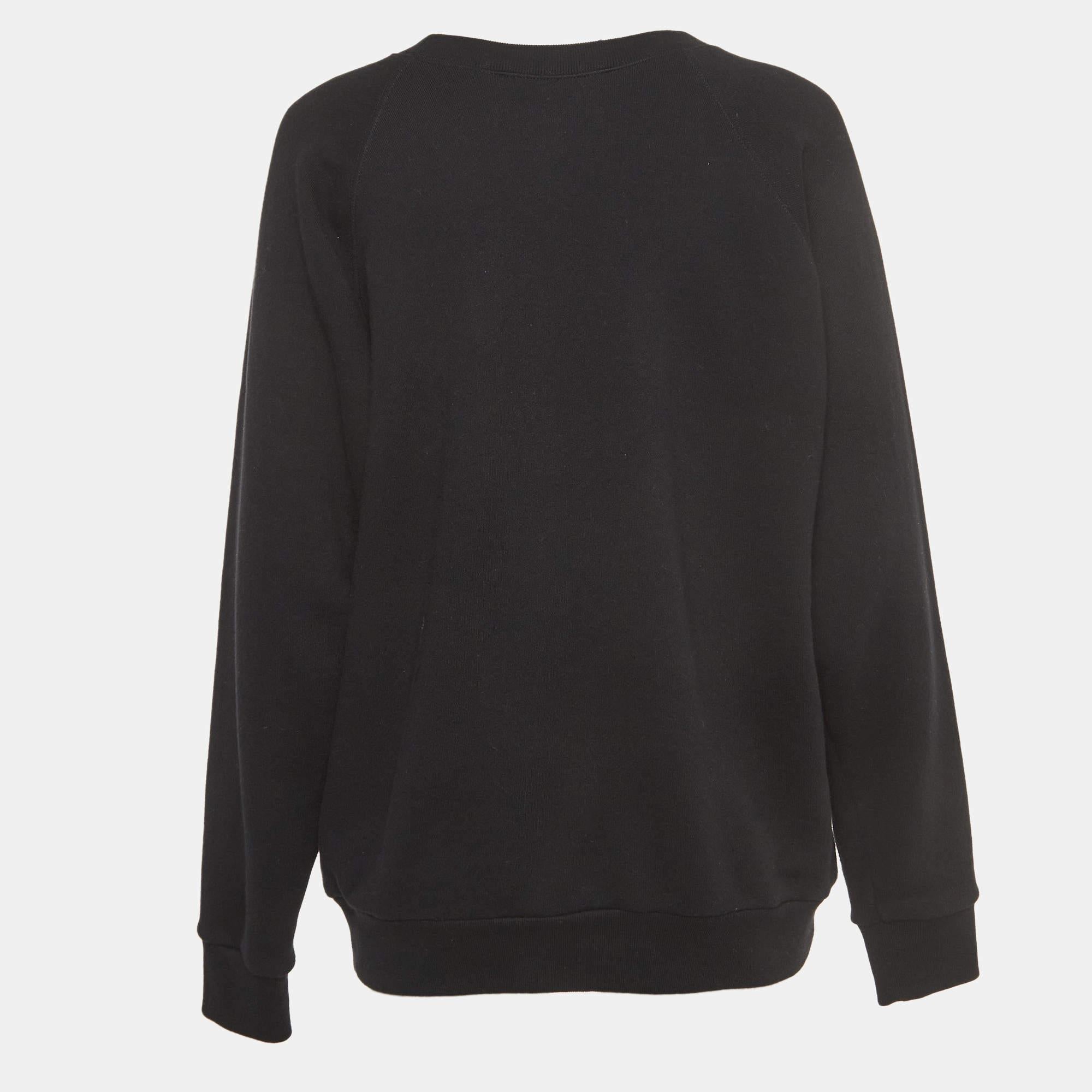 Gucci Black Cotton Knit UFO Embroidered Sweater S In Good Condition In Dubai, Al Qouz 2