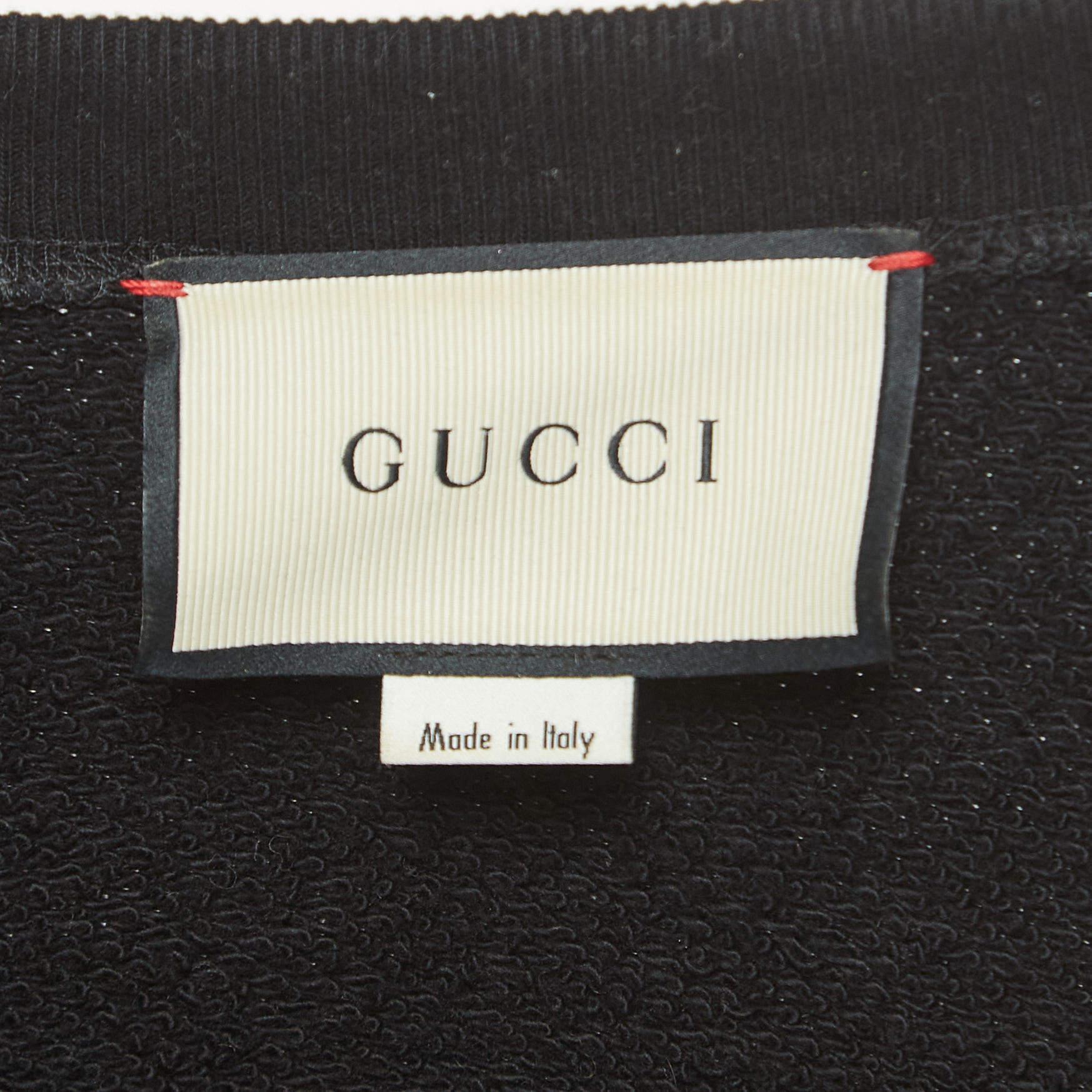 Women's Gucci Black Cotton Knit UFO Embroidered Sweater S