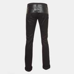 Gucci Black Cotton Leather Trim Pants XS