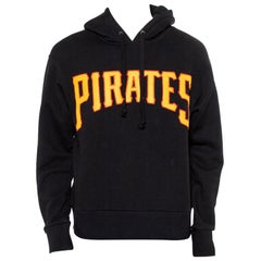 Gucci Felpa con cappuccio oversize in cotone nero con logo dei pirati S