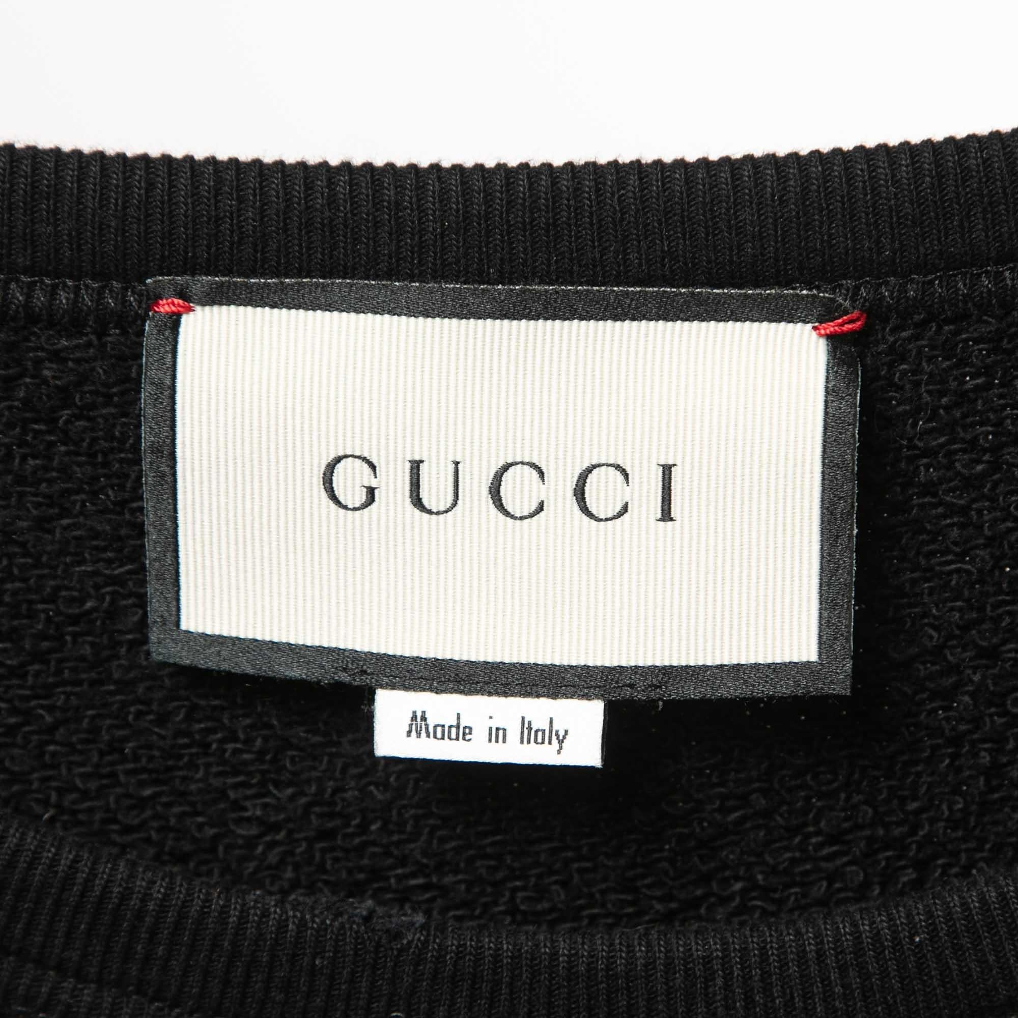 Gucci Black Cotton Logo Print Sweatshirt S 2