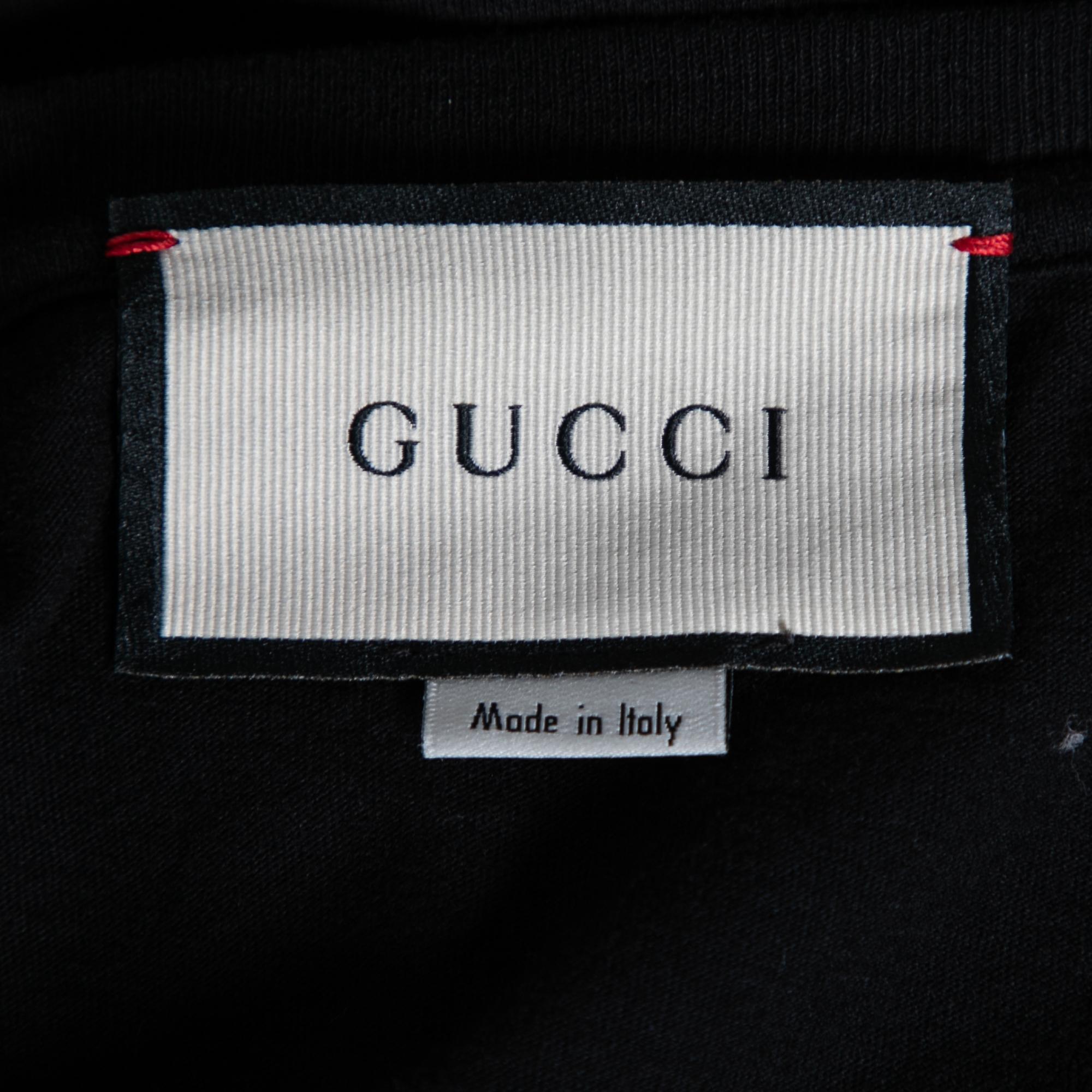 Gucci Black Cotton Logo Printed Crew Neck T-Shirt XS In Good Condition In Dubai, Al Qouz 2