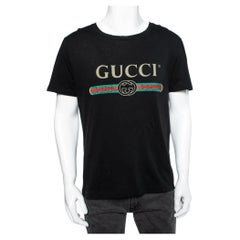 Gucci Black Cotton Logo Printed Crewneck T-Shirt S