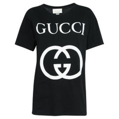Gucci Black Cotton Logo Printed Short Sleeve T-Shirt XS
