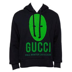 Gucci Black Cotton Manifesto Printed Oversized Hoodie XS