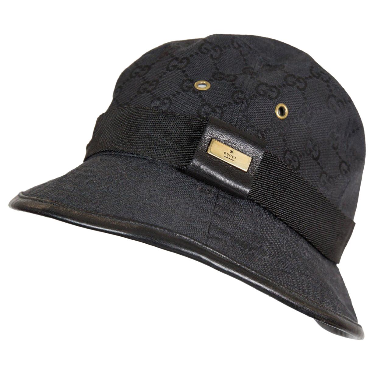 Gucci Black Cotton Monogram Bucket Hat