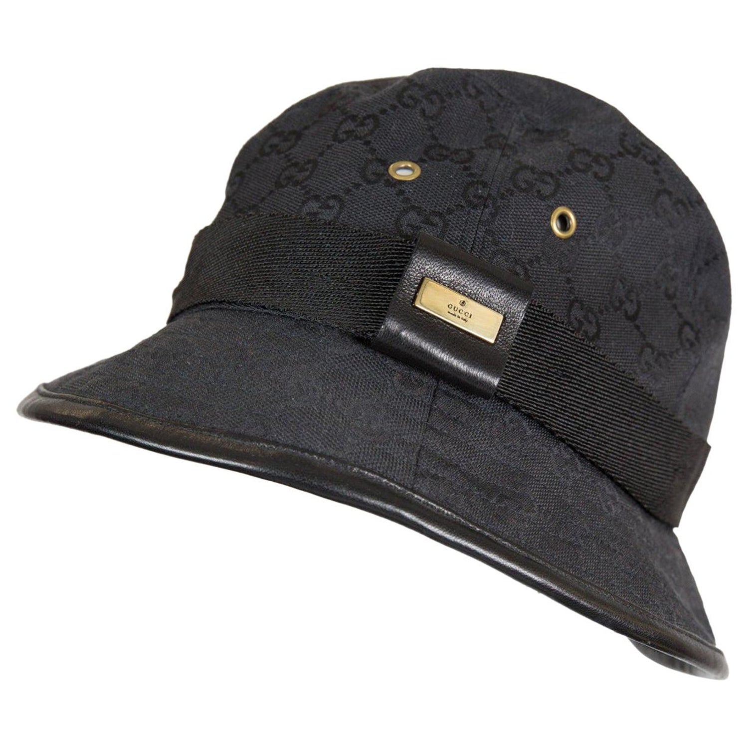 Gucci Black Cotton Monogram Bucket Hat For Sale at 1stDibs | gucci bucket  hat, gucci beanie hat, gucci hat