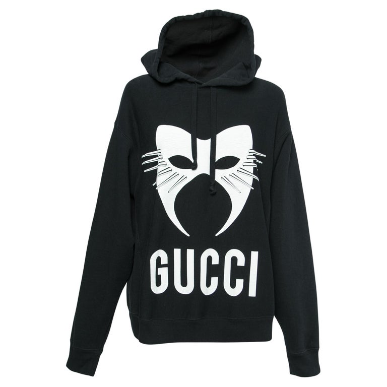 Gucci Black Cotton Printed Manifesto Oversized Hoodie XXL For Sale at  1stDibs