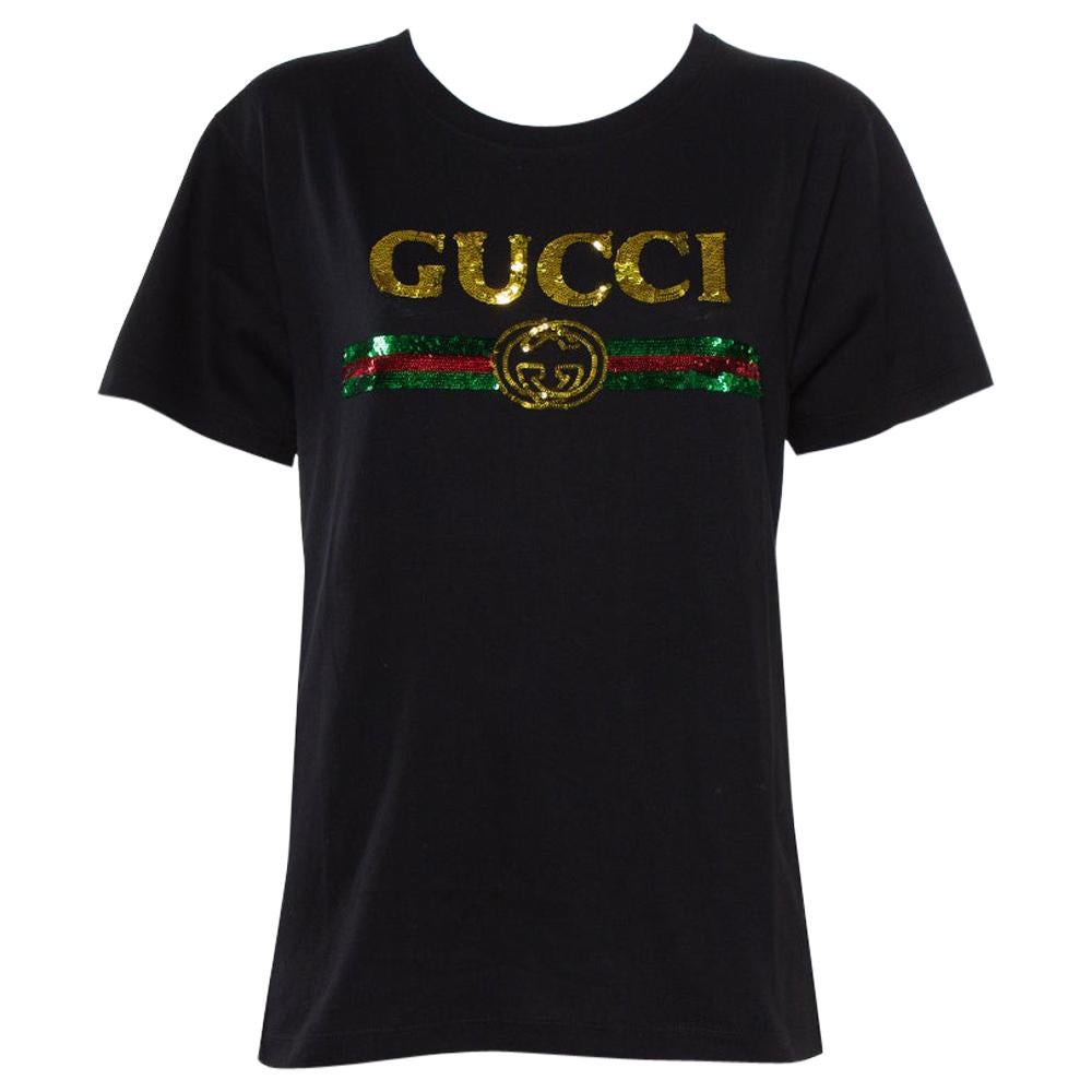Gucci Black Cotton Sequin Embellished Tiger and Logo Detail Oversized T- shirt XS at 1stDibs | gucci sequin tiger t shirt, sequin oversized t shirt,  sequin tiger shirt