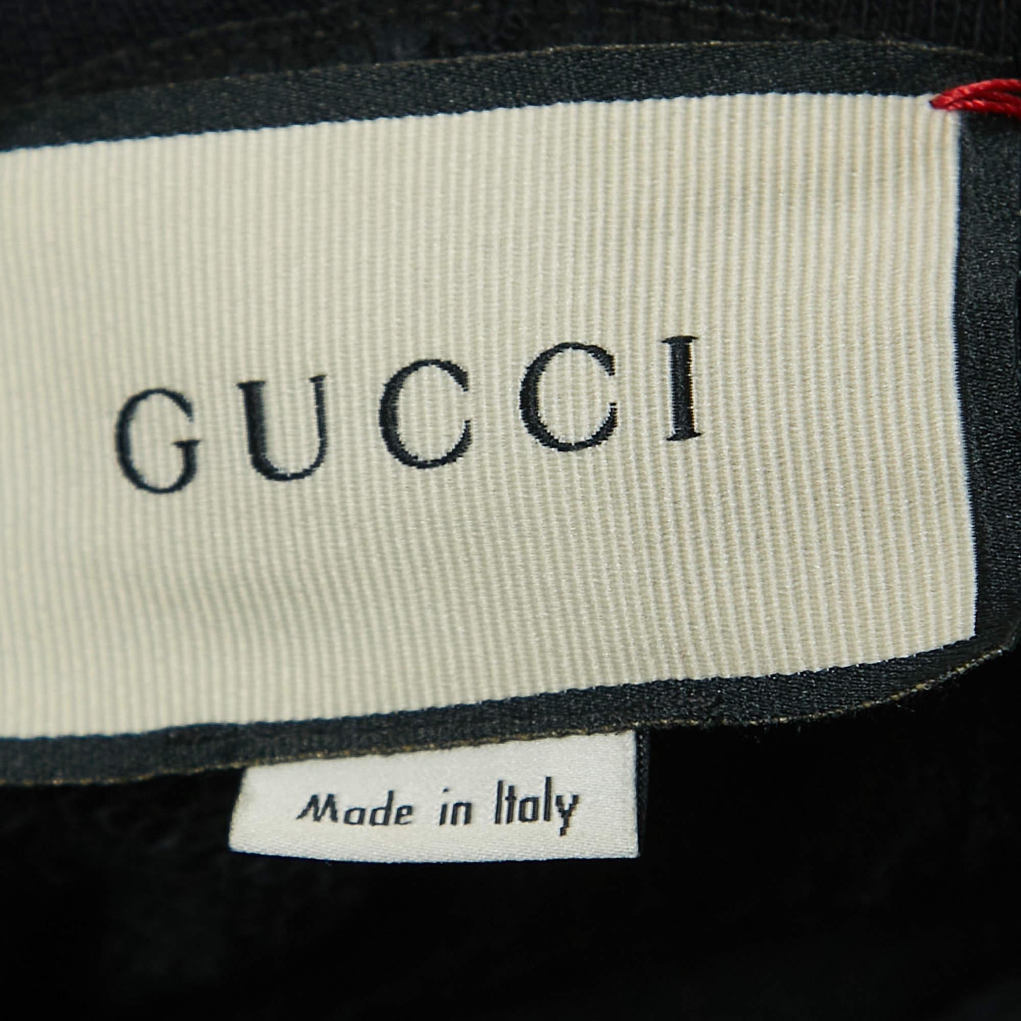 Gucci Black Cotton Sequined Logo Hooded Oversized Sweatshirt XS In Good Condition For Sale In Dubai, Al Qouz 2
