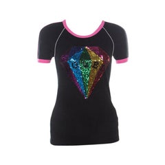 Gucci Black Cotton Sequinned Diamond Loved T Shirt XS