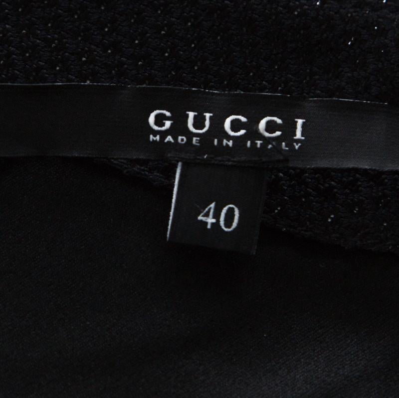 Gucci Black Cotton Silk Blend Embellished Sleeveless Dress S In Good Condition In Dubai, Al Qouz 2