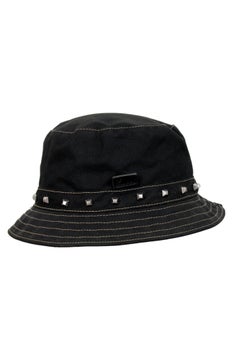 Gucci Black Cotton Stud Fedora Hat