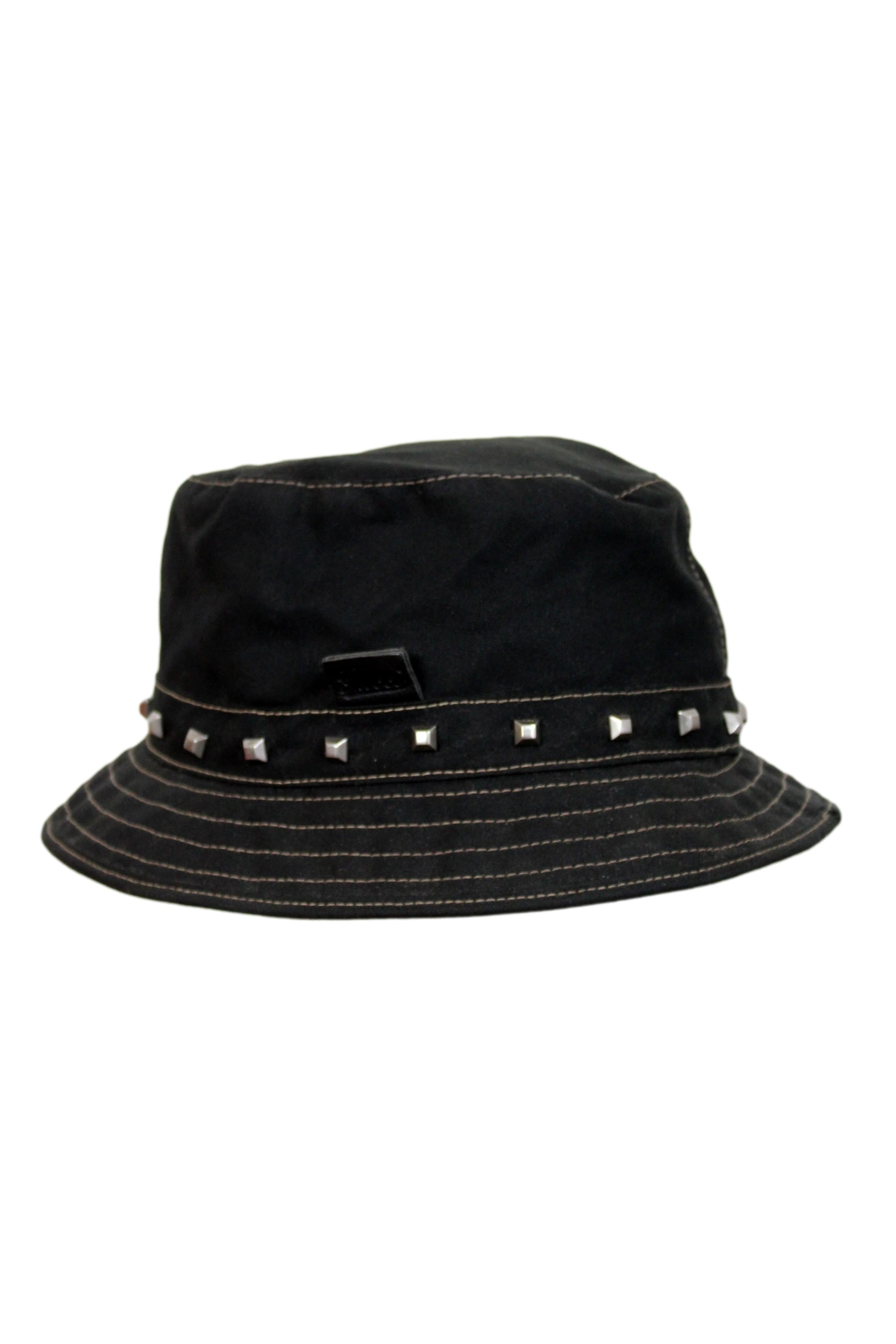 Women's Gucci Black Cotton Stud Fedora Hat