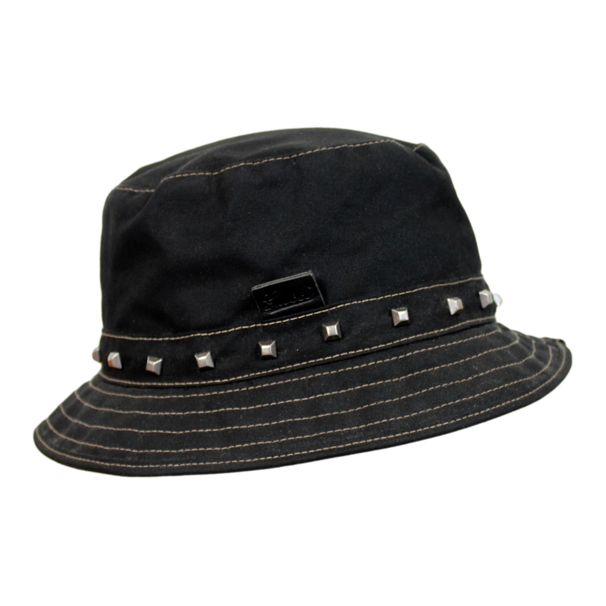 Gucci Black Cotton Stud Fedora Hat