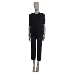 VALENTINO camicia a maniche corte in cotone e viscosa nera KNIT & LACE 44 L