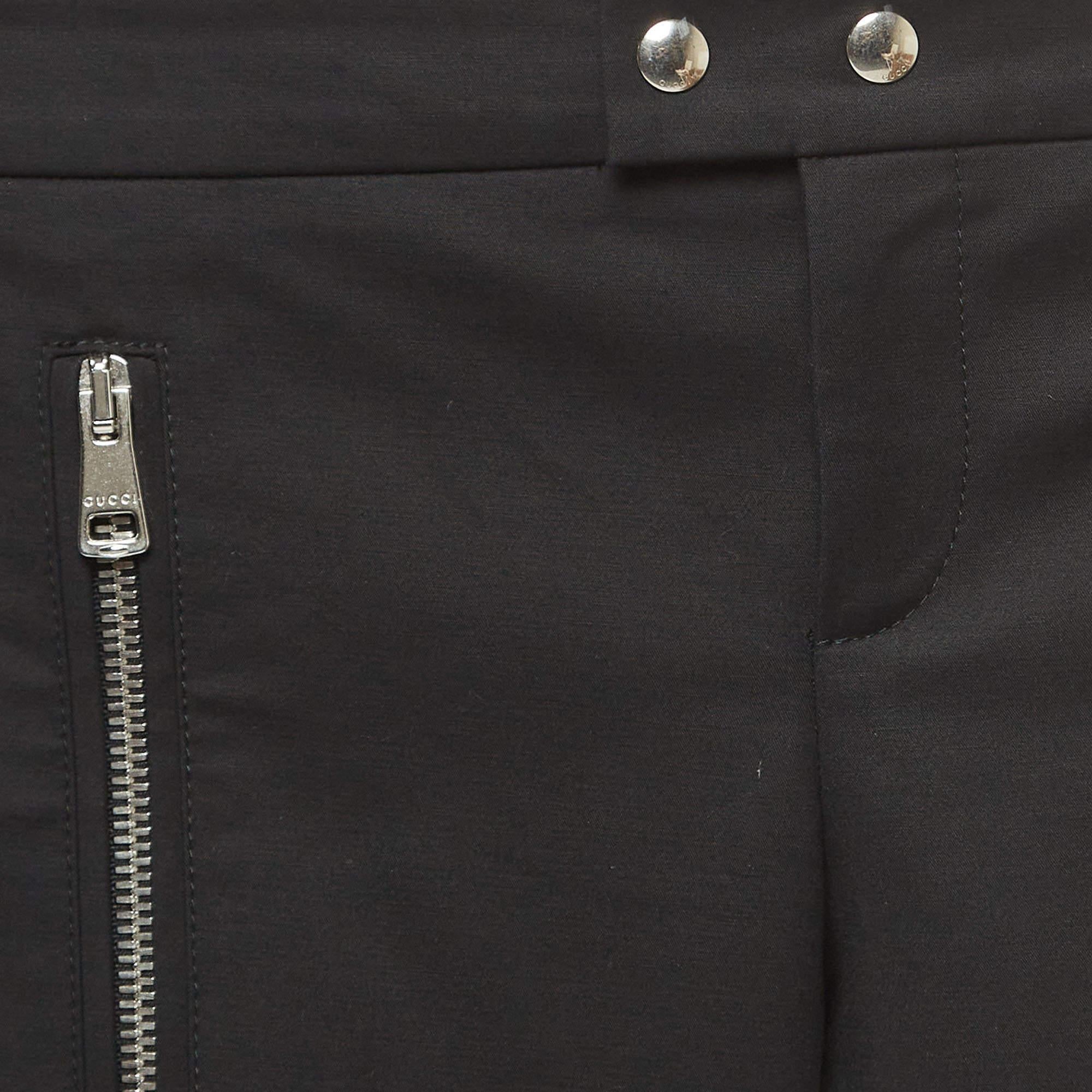 Gucci Pantalones ajustados de algodón negro con cremallera XS Negro en venta