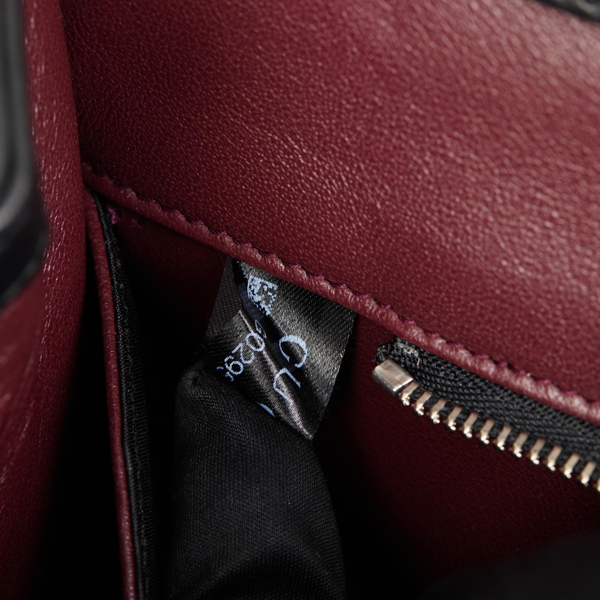 GUCCI Black & Cream Diagonal Stitched Calfskin Leather Zumi Tote For Sale 2