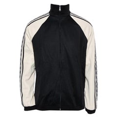 Gucci Black & Cream Jersey Shoulder Strip Detail Oversized Technical Jacket XS