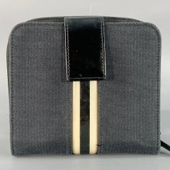 GUCCI Black Cream Stripe Canvas Wallet