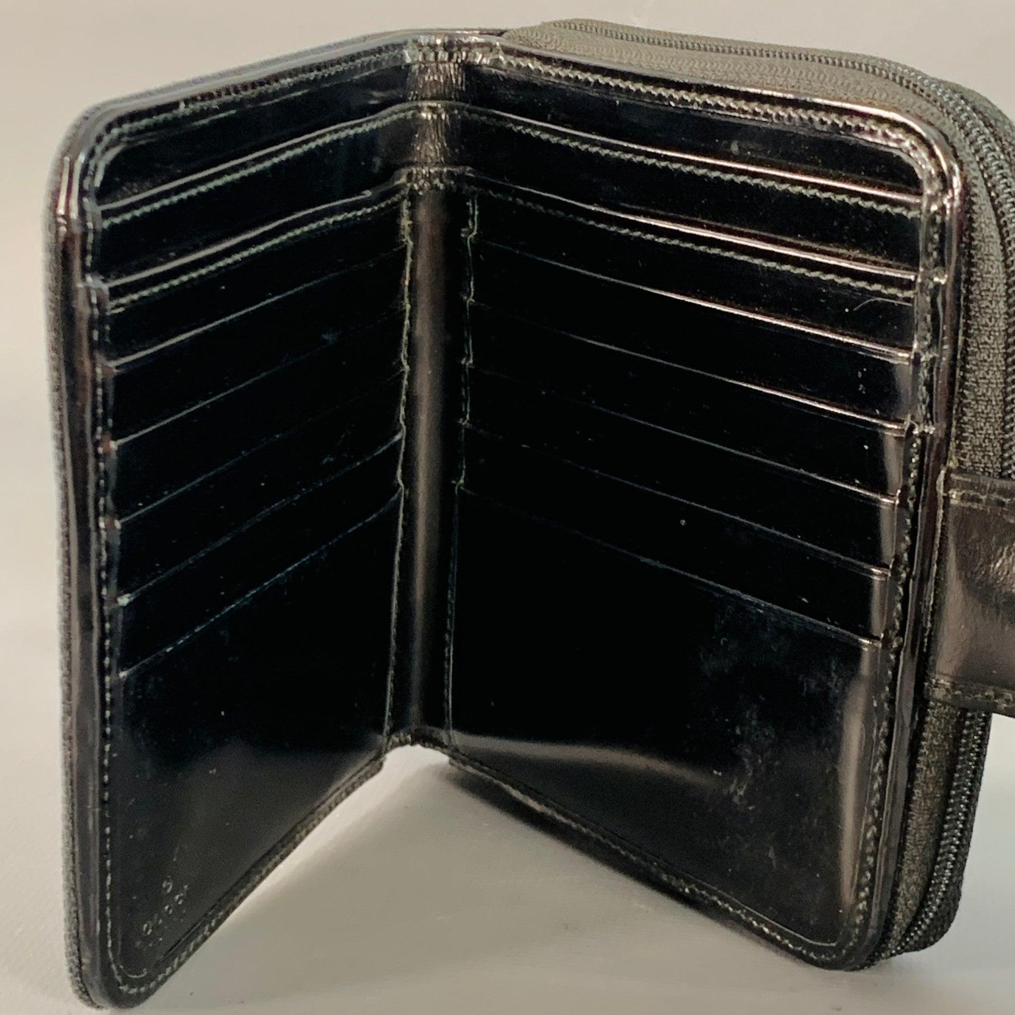 GUCCI Schwarz Creme Streifen Canvas Brieftasche im Zustand „Gut“ im Angebot in San Francisco, CA