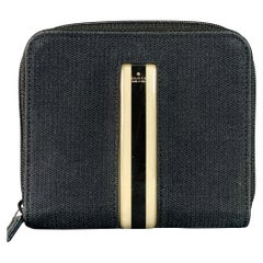 GUCCI Schwarz Creme Streifen Canvas Brieftasche