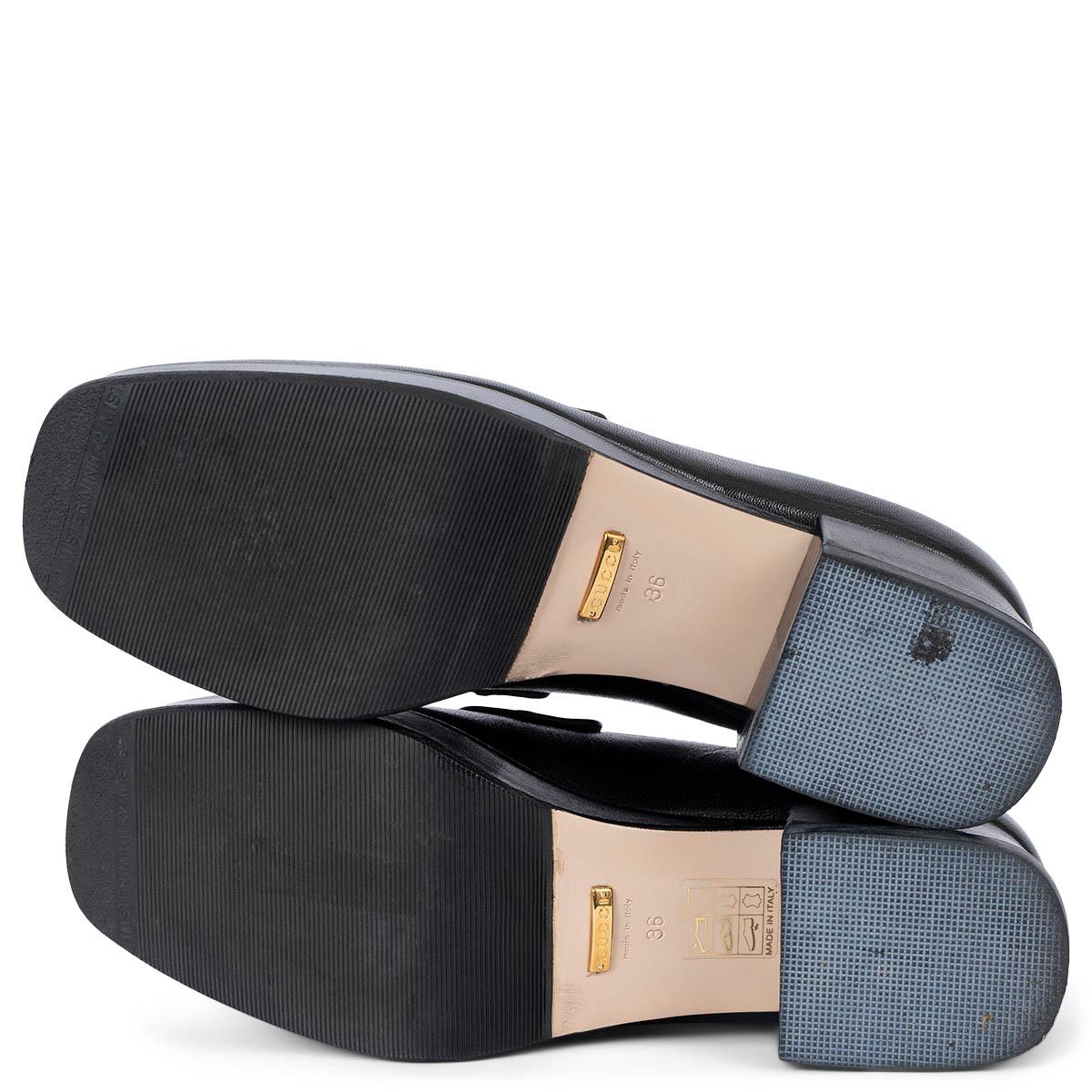 GUCCI black cream tan leather 2019 HORSEBIT PLATFORM Loafers Shoes 36 fit 36.5 2
