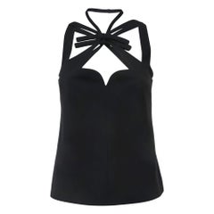 Gucci Black Crepe Criss-Cross Strap Top S
