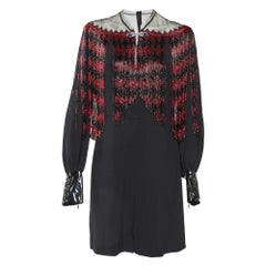 Gucci Black Crepe Diamond Bead Fringed Mini Dress M