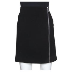 Gucci Black Crepe Zipper Detail Fitted Skirt L