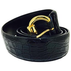 GUCCI  BLACK croc BELT